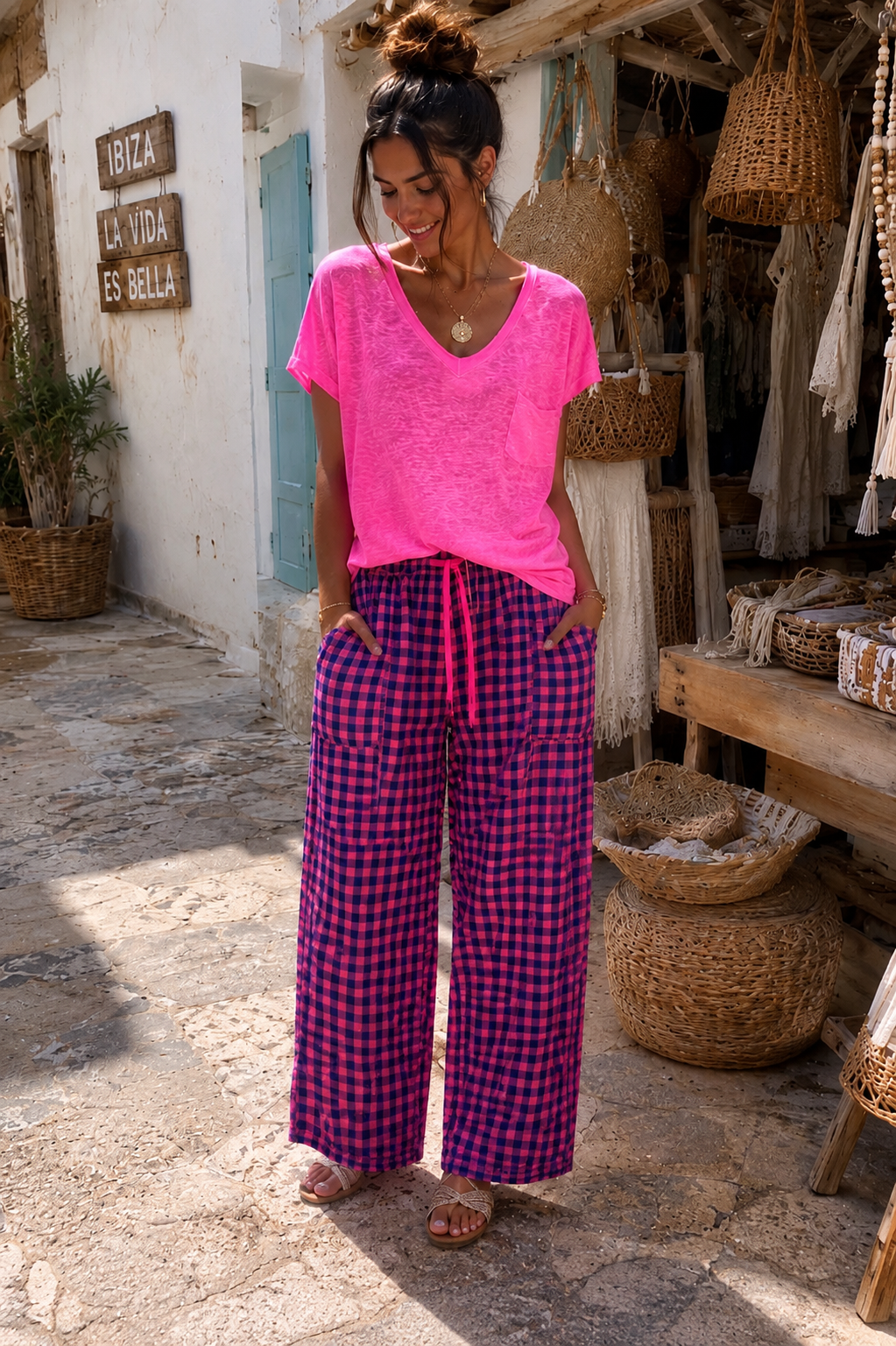 Pantalón recto boho