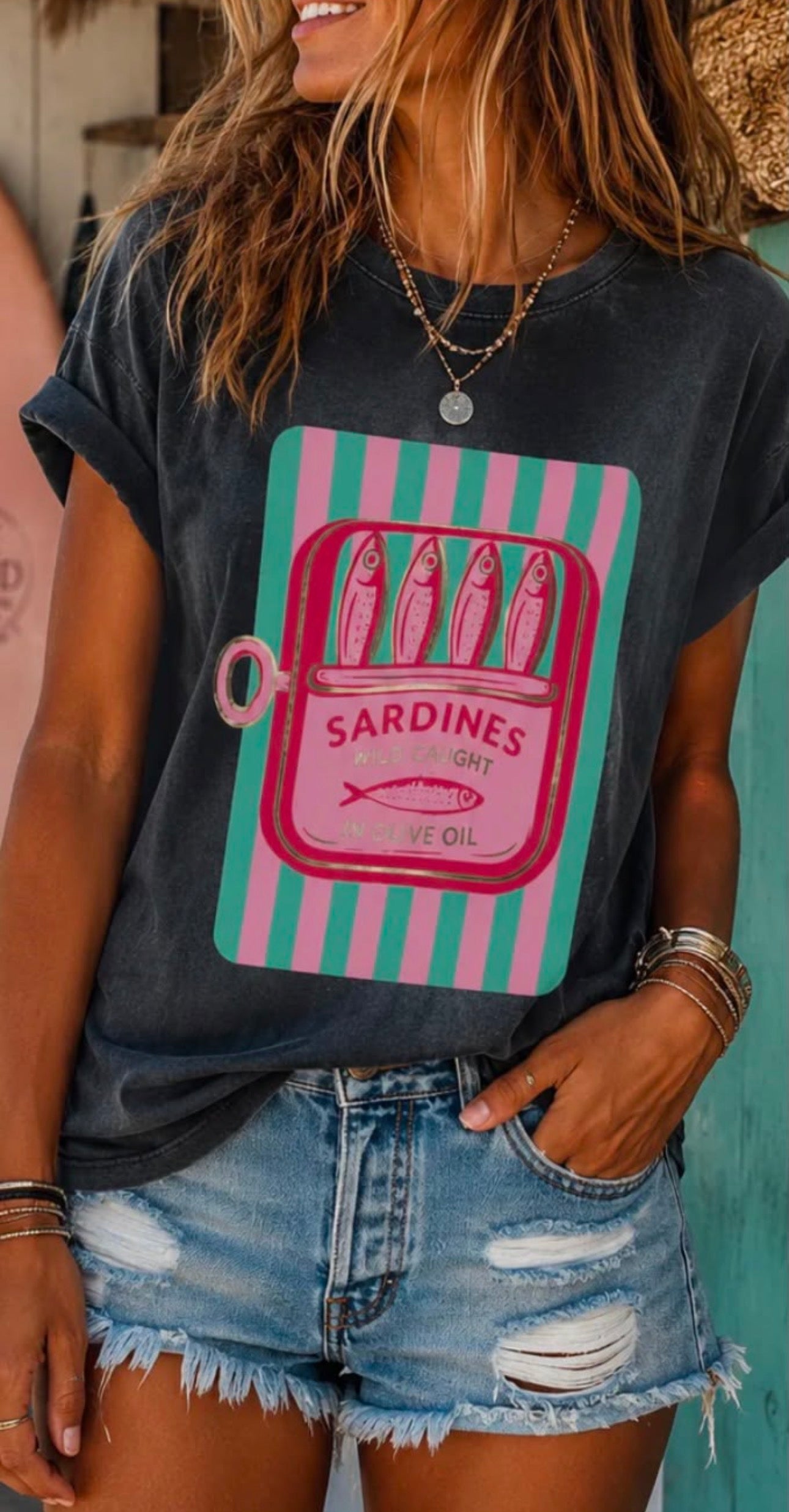 Camiseta lata Sardines negro