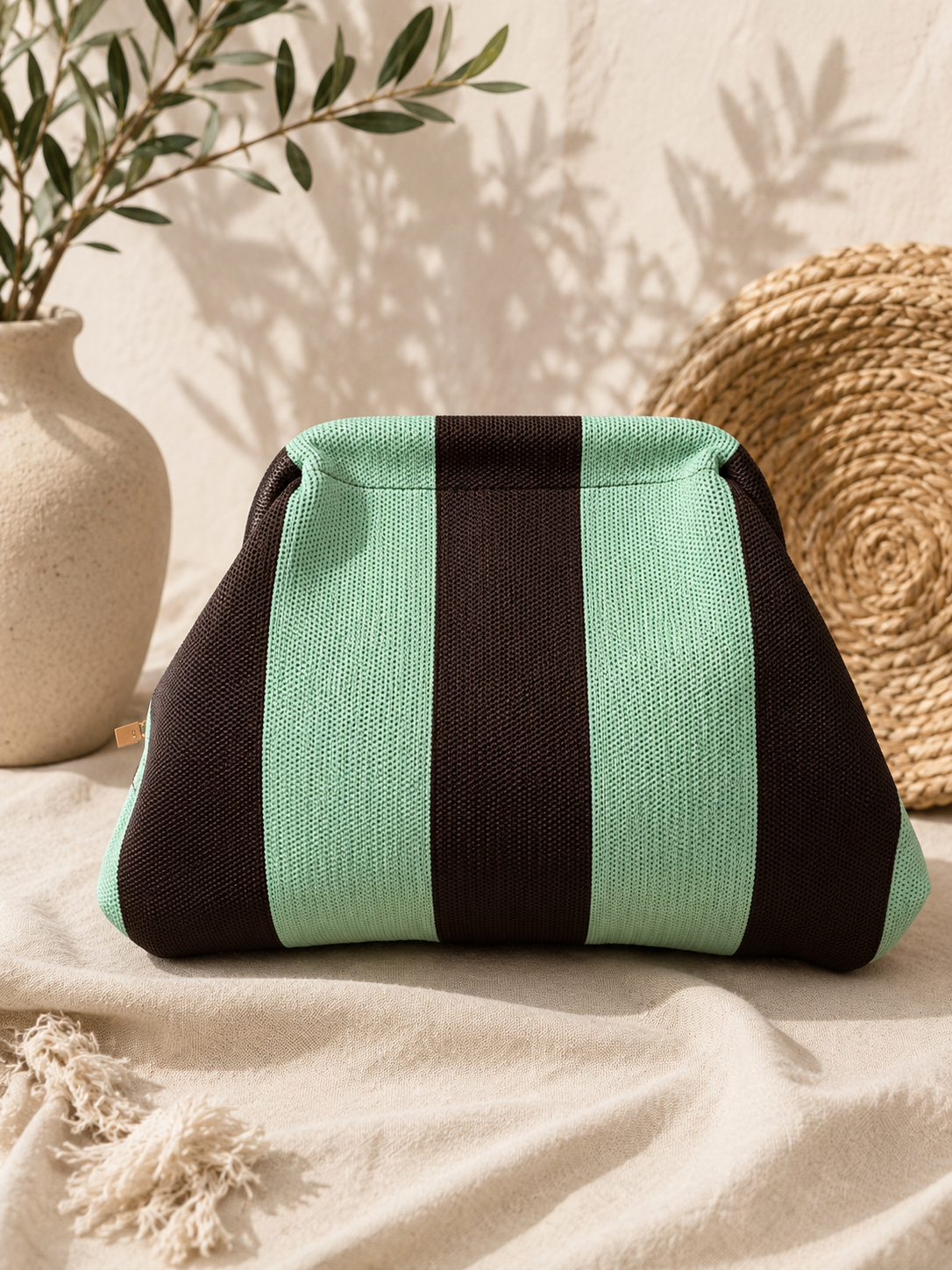Bolso boca de pez mint/choco