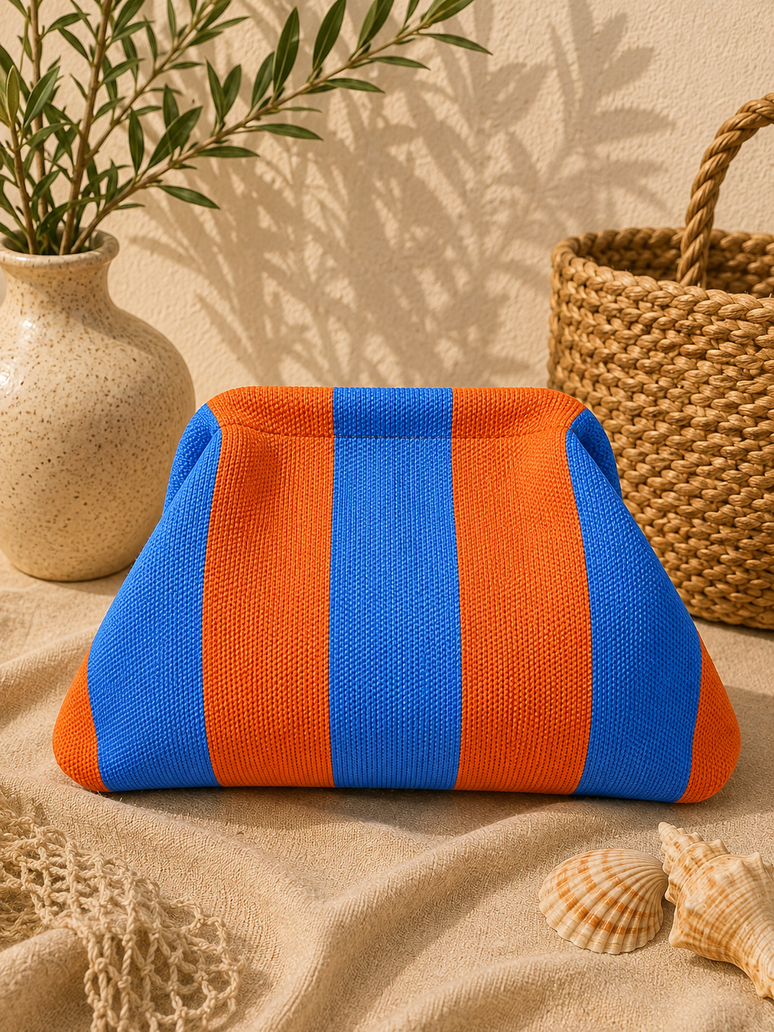 Bolso boca de pez azul/naranja