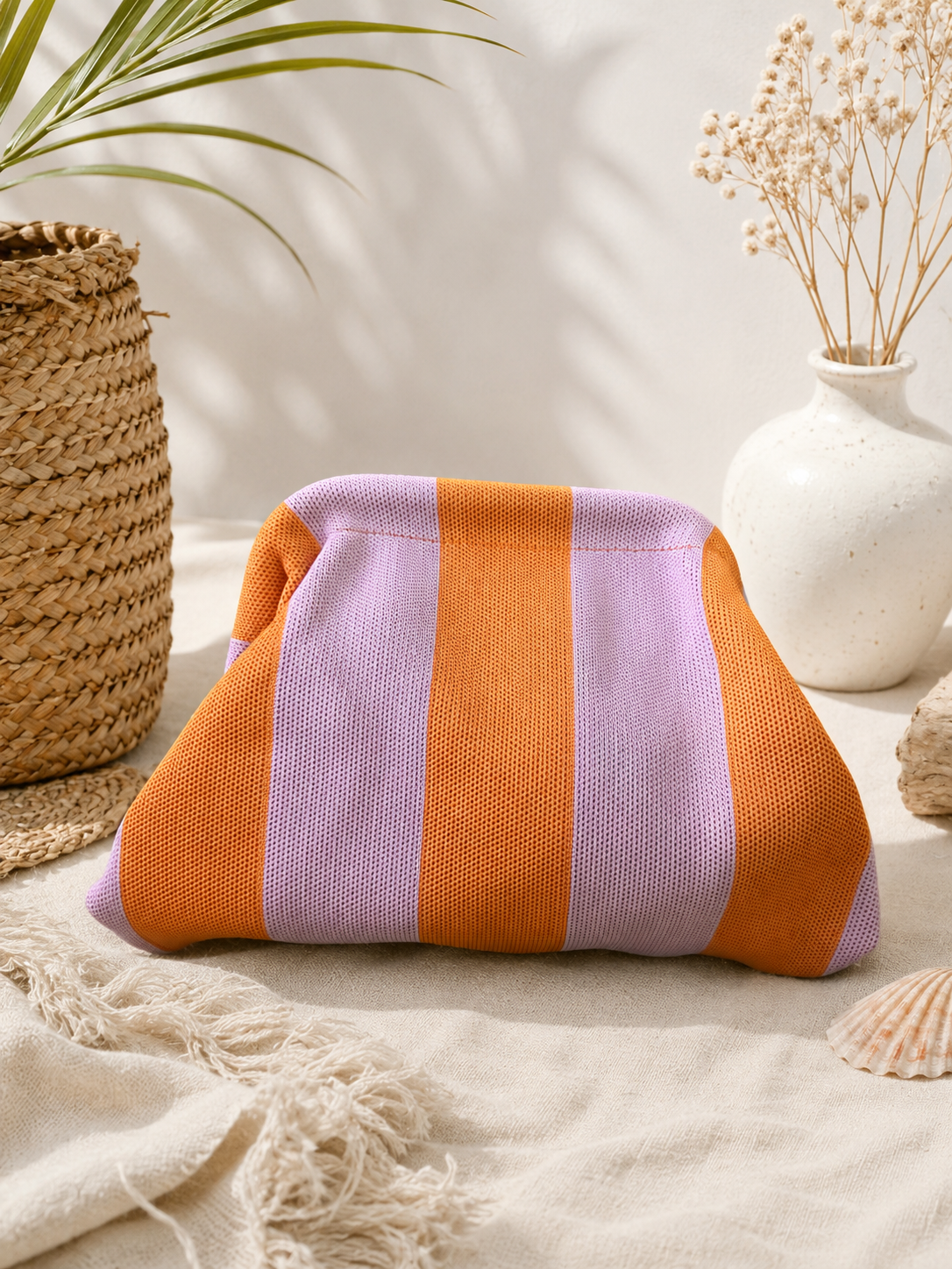 Bolso boca de pez rosa suave/naranja