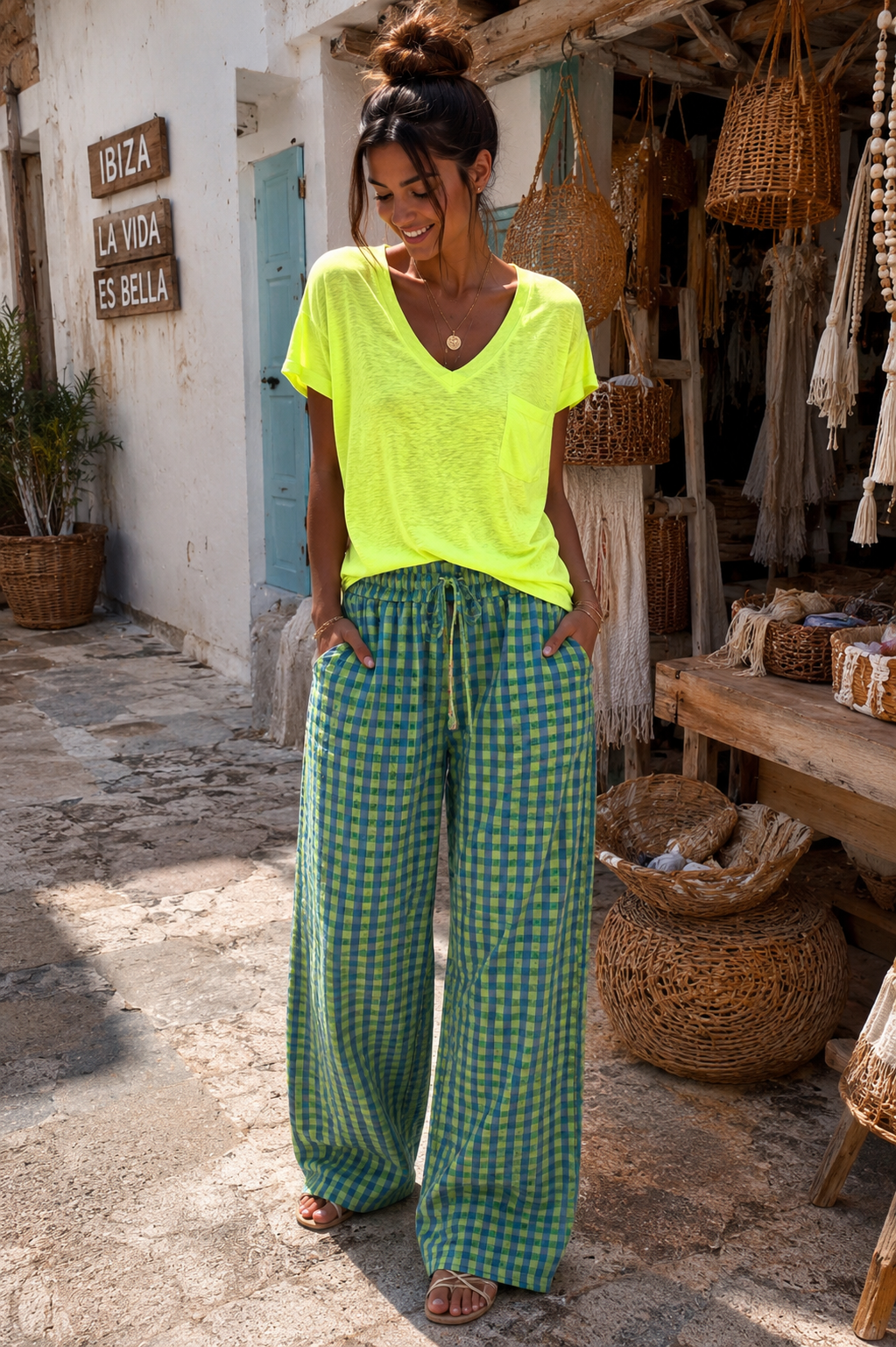 Pantalón recto boho