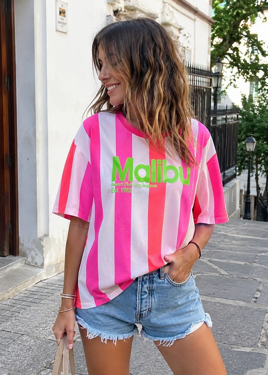 Camiseta Oversize Malibu Rayas Neon