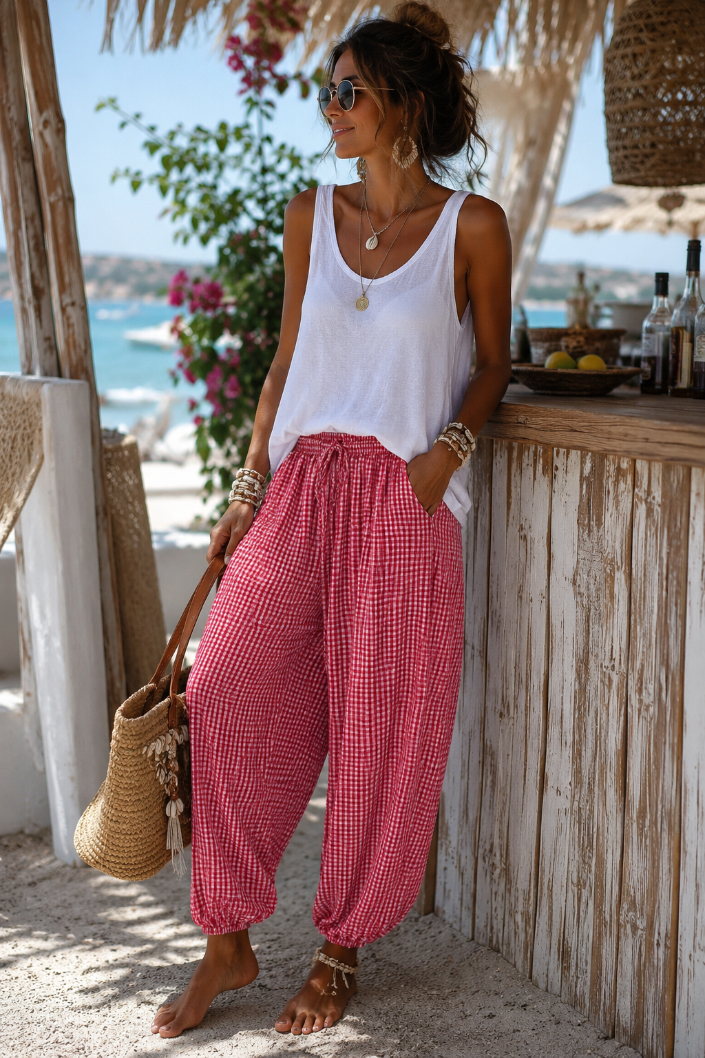 Pantalón bombacho vichy