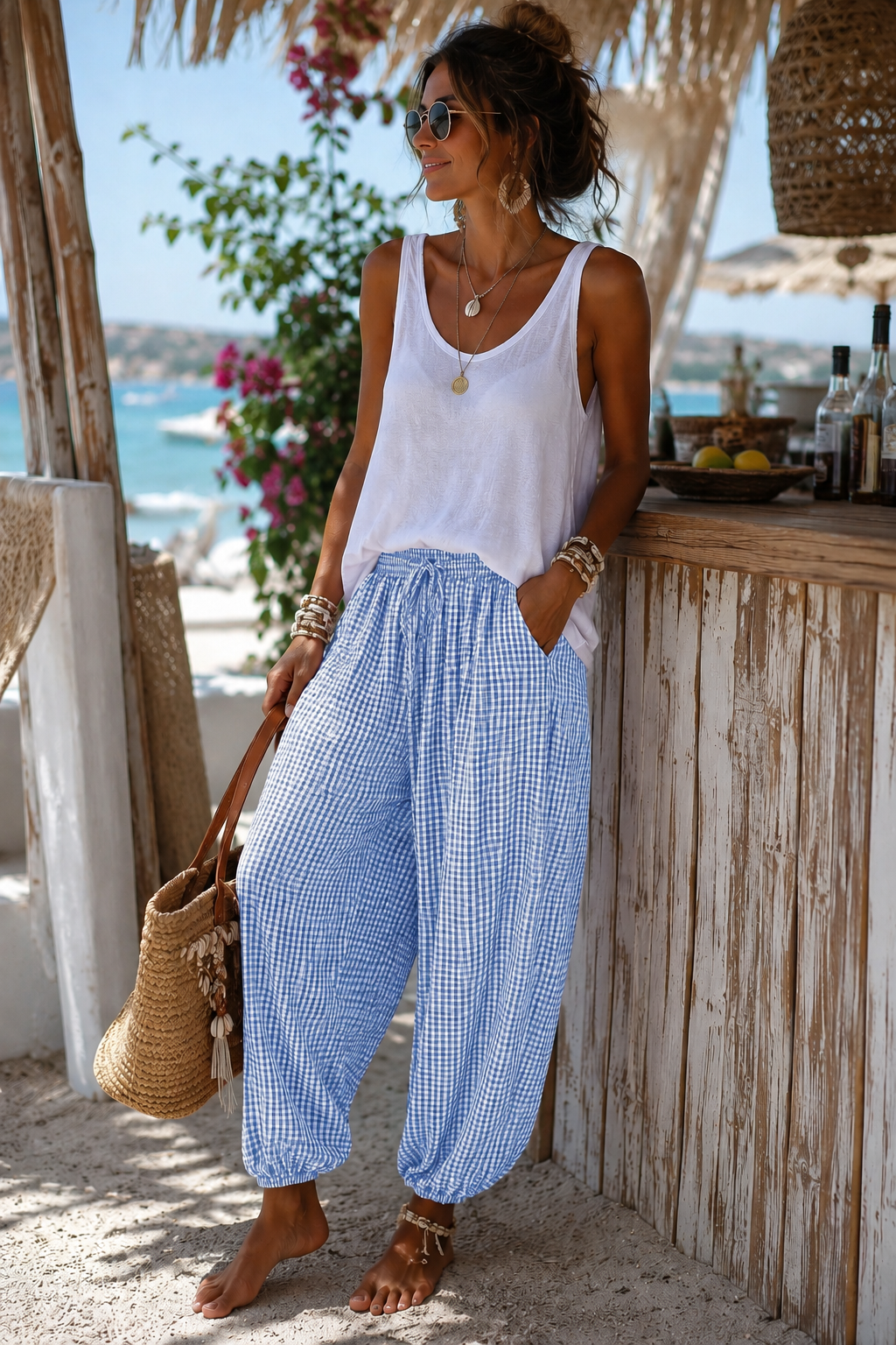 Pantalón bombacho vichy