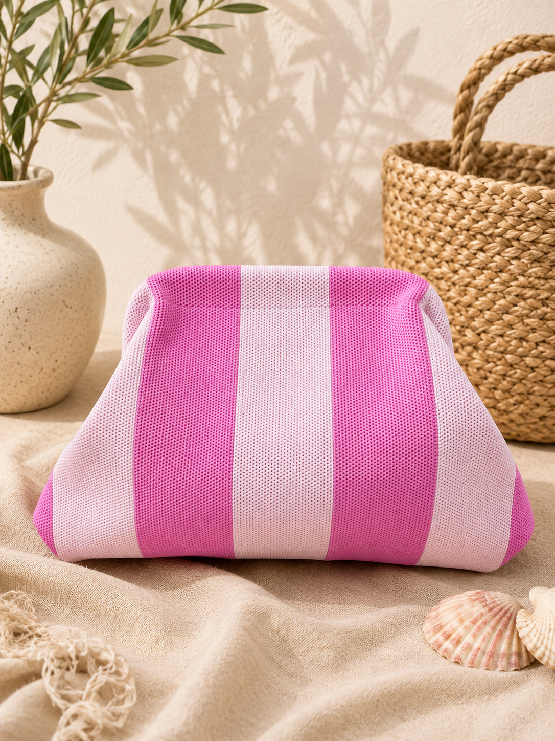 Bolso boca de pez fucsia/rosa