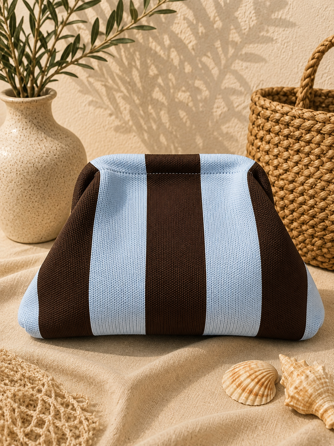 Bolso boca de pez azul/choco