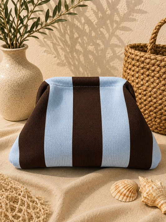 Bolso boca de pez azul/choco