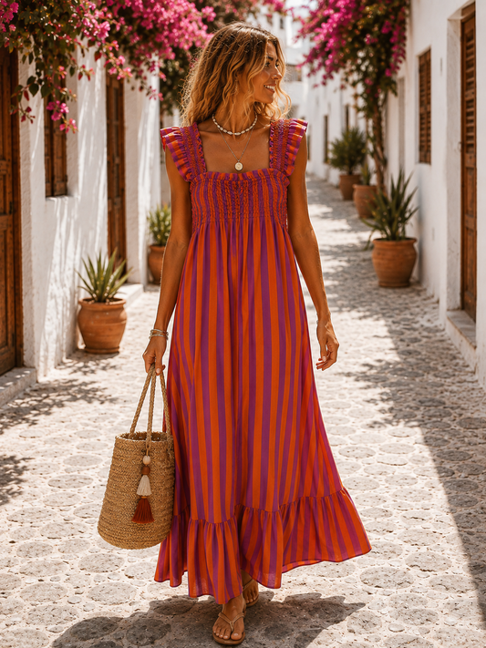 Vestido poppy abeja lila/naranja