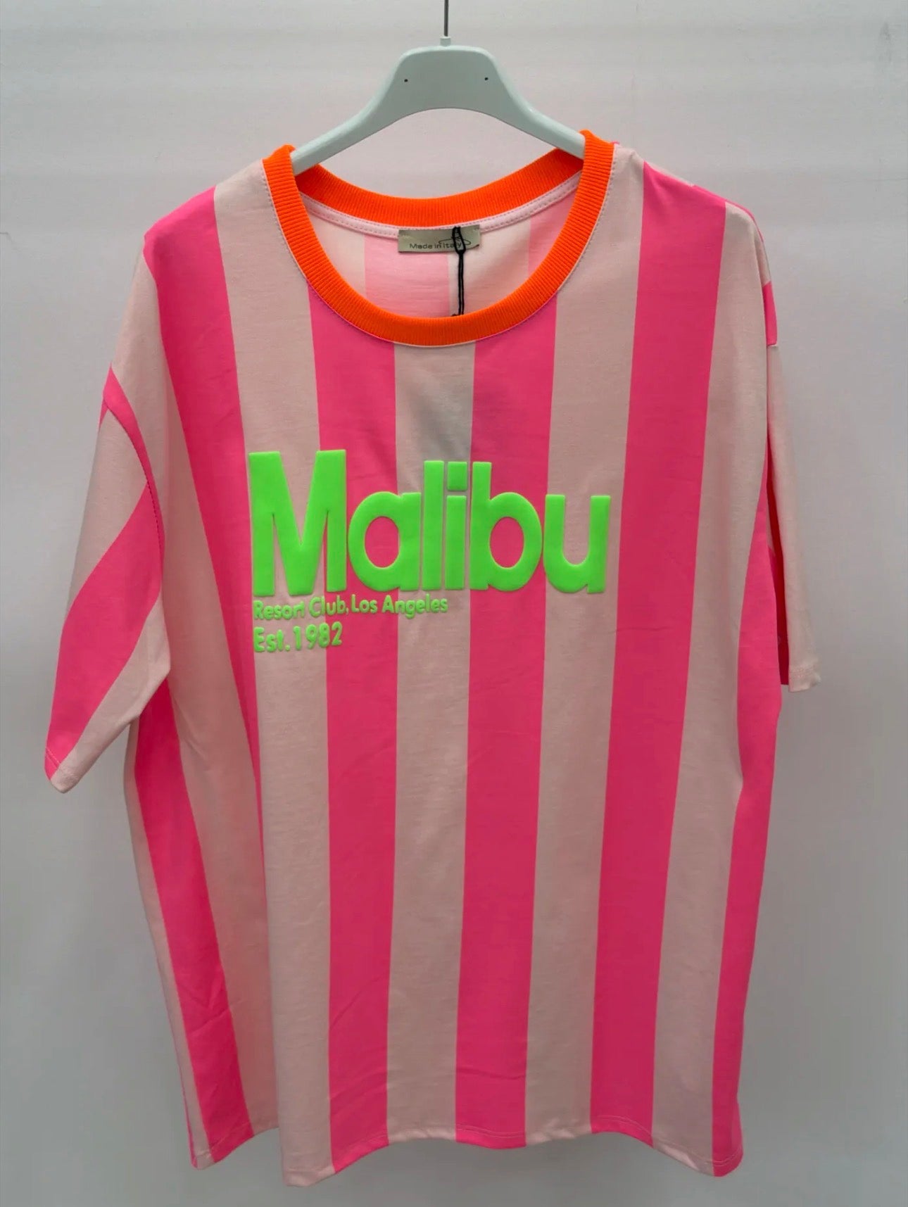 Camiseta Oversize Malibu Rayas Neon