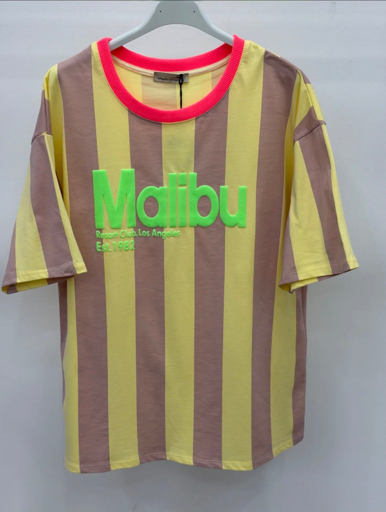 Camiseta Oversize Malibu Rayas Neon