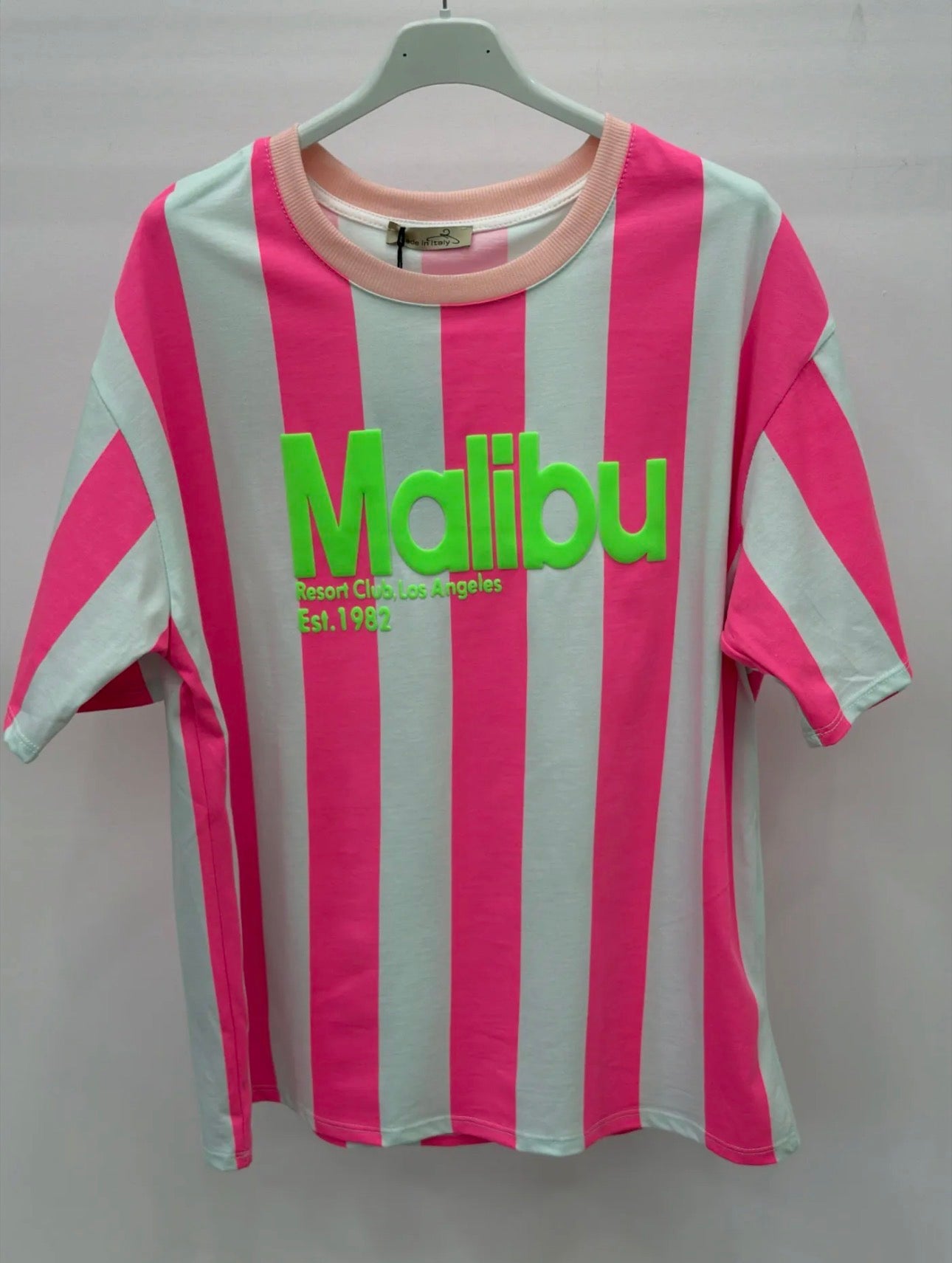 Camiseta Oversize Malibu Rayas Neon