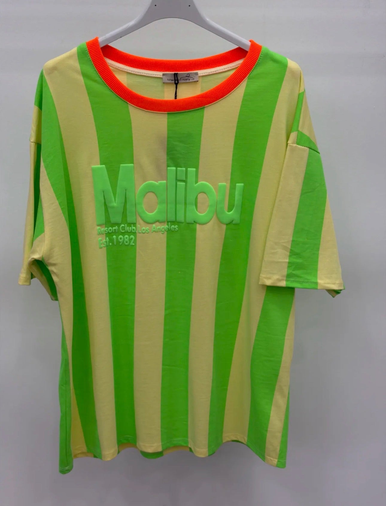 Camiseta Oversize Malibu Rayas Neon